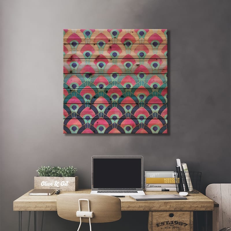 Feathered I Print On Wood by Elisabeth Fredriksson - Multi-Color