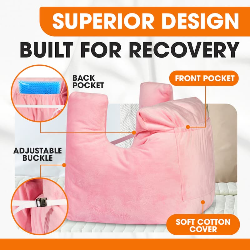 Cheer Collection Post Mastectomy Pillow with Front and Back Pockets - Pink