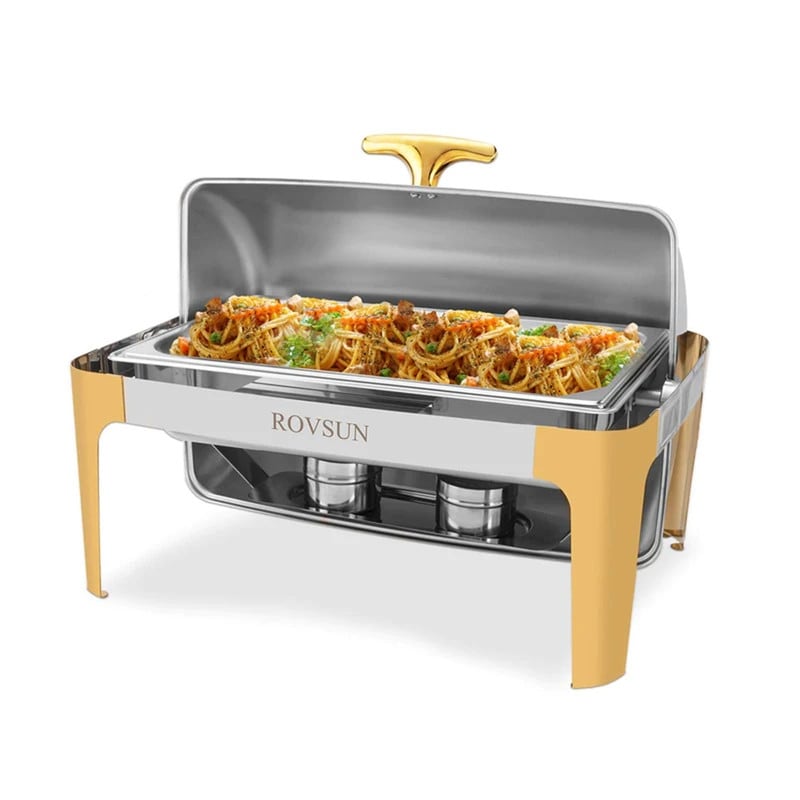 1/2 Set 9 QT Rectangular Roll Top Stainless Steel Chafing Dish