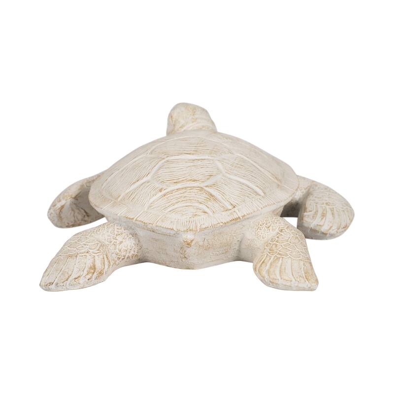 Sagebrook Home 10'' Sea Turtle Figurine, Elegant Ivory Item Decor - 10" x 9" x 3"