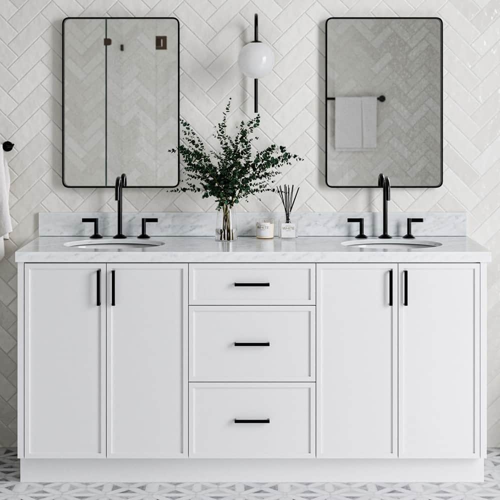 Ariel K73DCWOVO Kelly 72" Free Standing Double Basin Vanity Set with