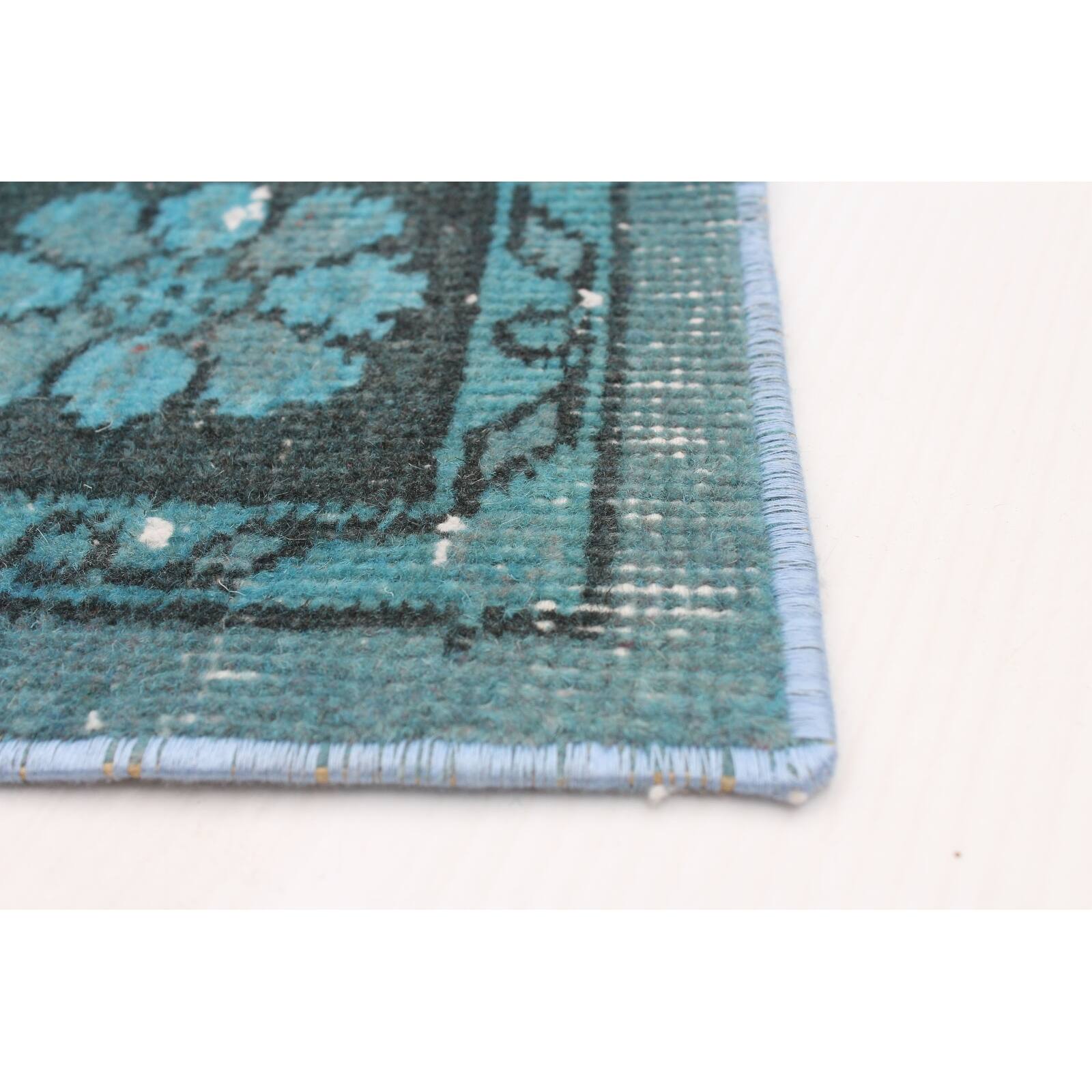 ECARPETGALLERY Handknotted Color Transition Turquoise Wool Rug 4'6 x