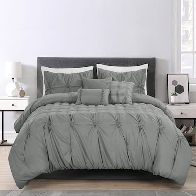 7 Piece Comforter Set Embroidered Design Bed in a Bag