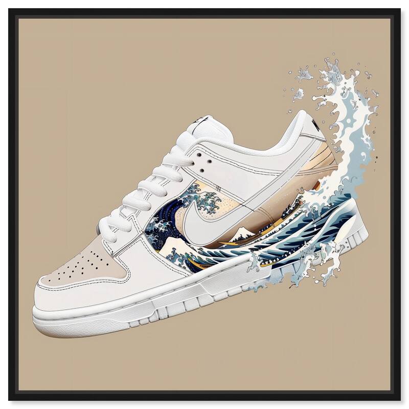 Great Wave Sneaker Splash Canvas by Art Remedy - 30" x 30" - Black