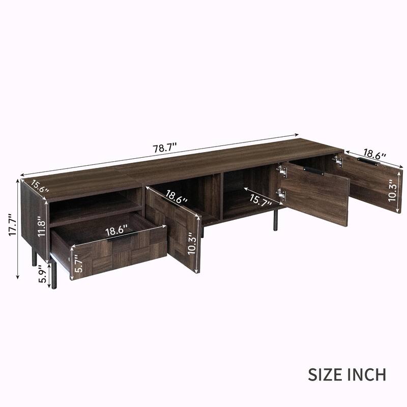 78" Mid-Century Modern TV Stand for 65+ Inch TVs, TV Console with Storage Cabinets