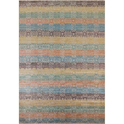 Colorful Abstract Oriental Area Rug Handmade Wool Carpet - 8'1" x 10'4"