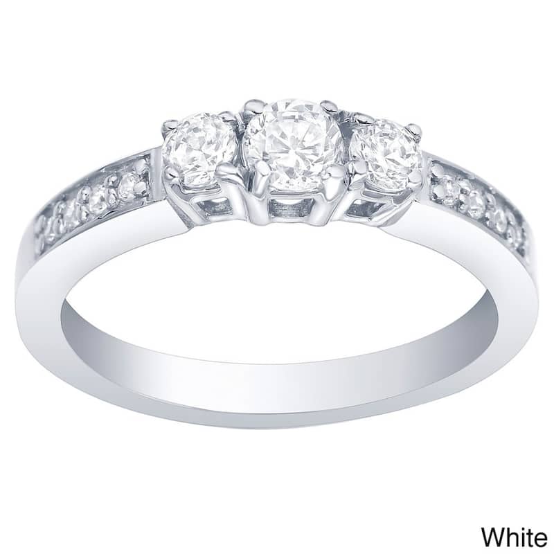 Auriya 10k Gold 1/2ctw Round 3-Stone Diamond Engagement Ring - White - 4