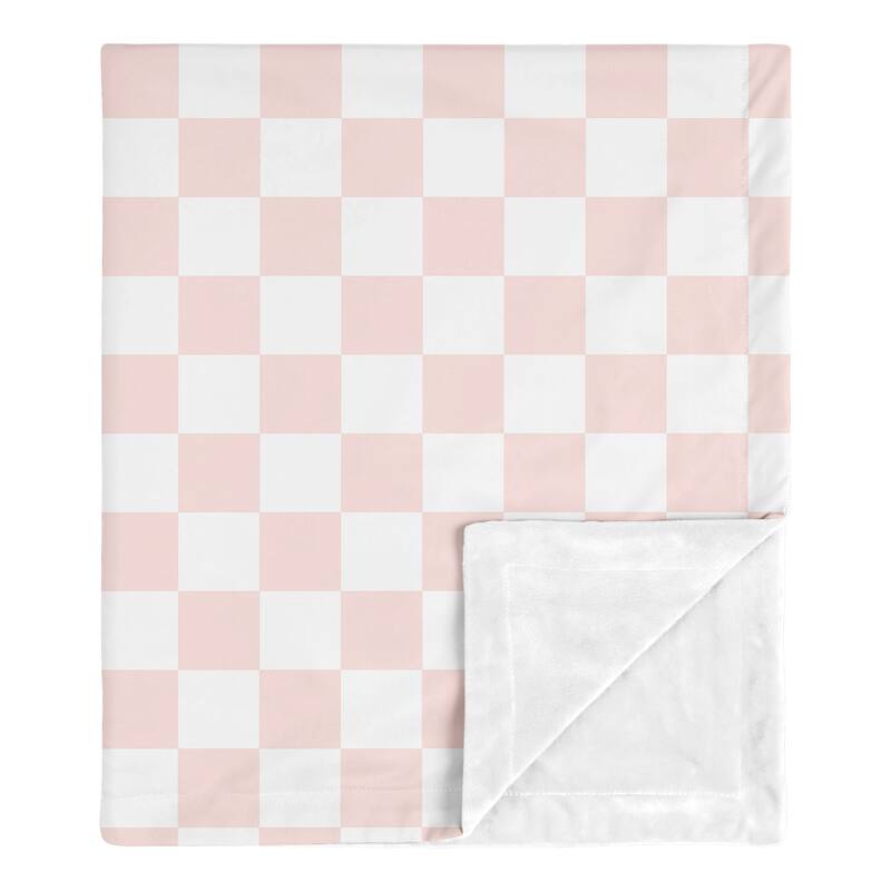 Sweet Jojo Designs Pink Gingham Checkered Plaid Girl Baby Receiving Security Swaddle Blanket -Vintage Classic Checkerboard Retro