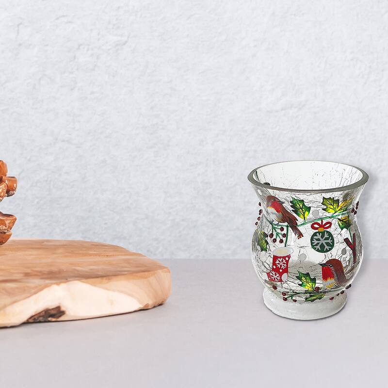 Christmas Crackled Glass Candle Holder Joy N/A Bed Bath & Beyond