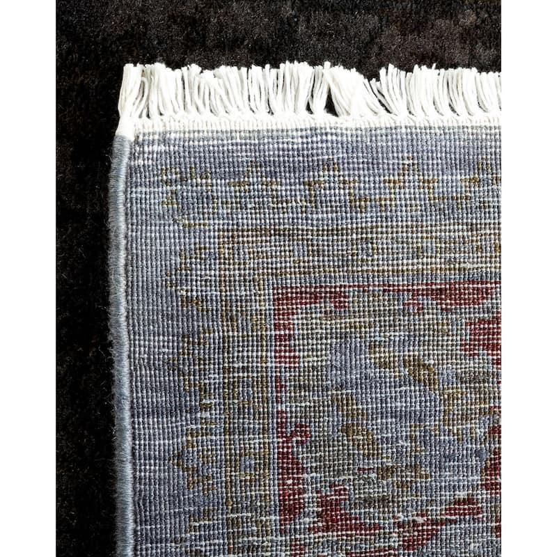 Overton Hand Knotted Wool Vintage Inspired Modern Contemporary Overdyed Gray Area Rug - 2' 7" x 22' 10"