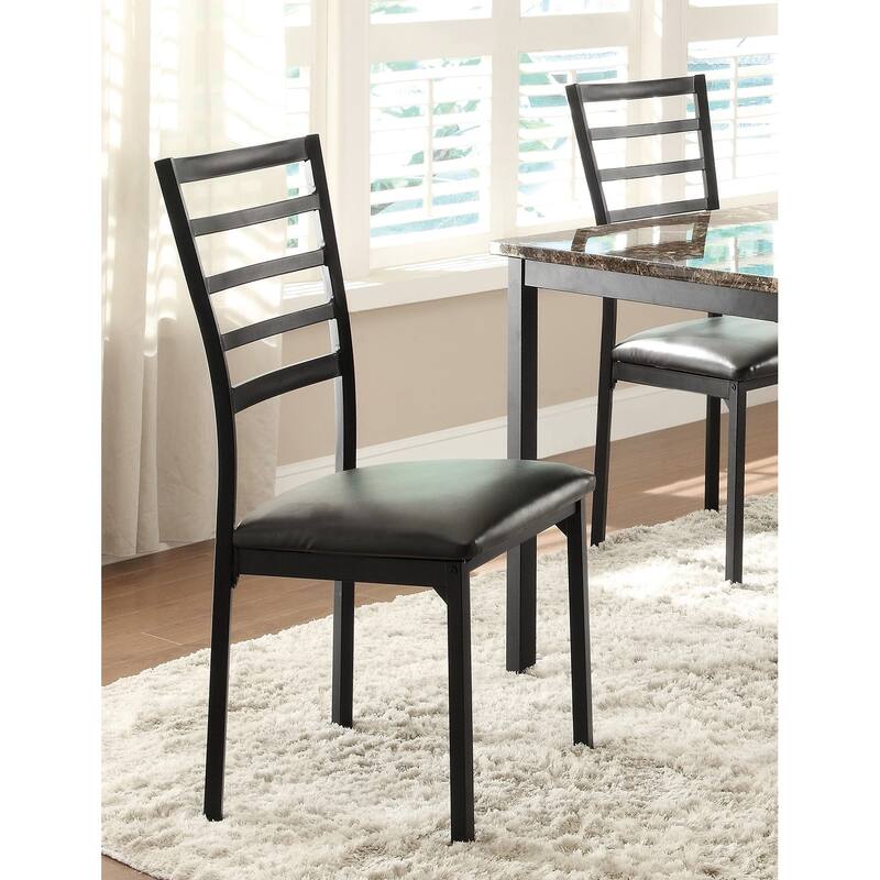 Black Finish Side Chairs Set of 4 Metal Frame Casual Dining Furniture