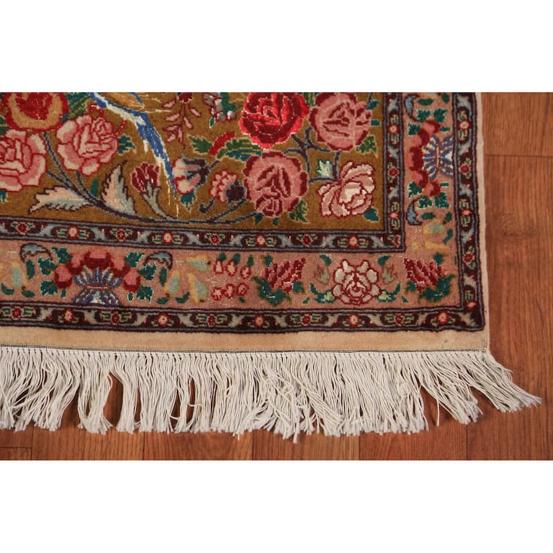 Vegetable Dye Tabriz Persian Area Rug Handmade Silk & Wool Carpet - 6'7" x 9'10"