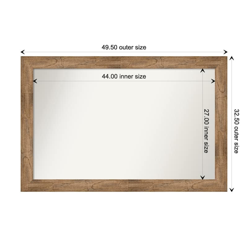 Owl Brown Framed Non-Beveled Custom Wall Mirror, Bathroom Vanity Mirror - Outer Size: 49.5 x 32.5
