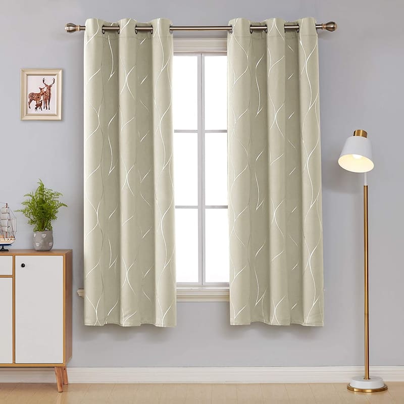 Deconovo Silver Line 42 Width Curtain Panel Pair (2 Panel) - W42"x L72" - Light Beige