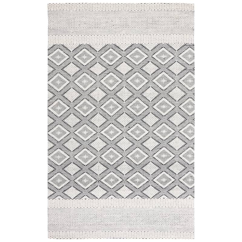SAFAVIEH Handmade Vermont Marisela Wool Rug - 4' x 6' - Ivory/Black