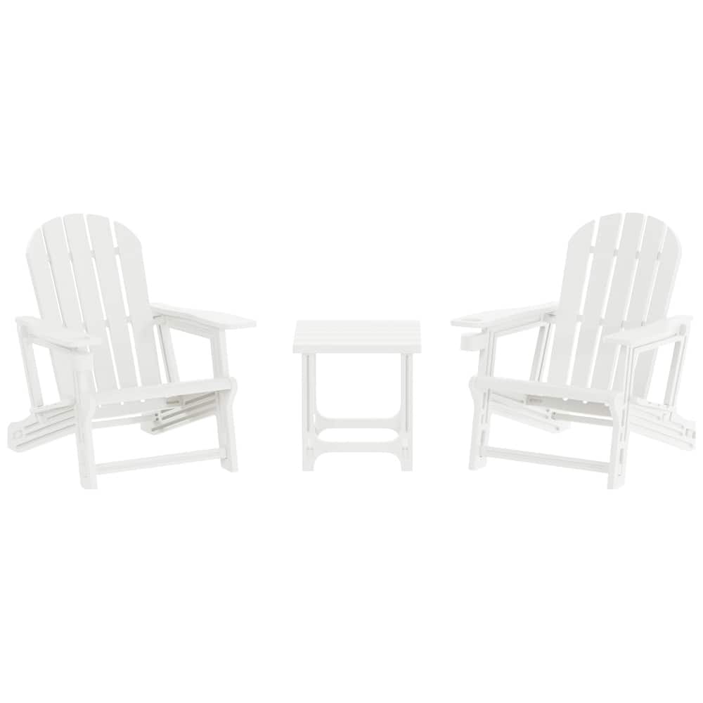 Coastline Outdoor Poly 3-Piece Set Adirondack Chair with Side Table