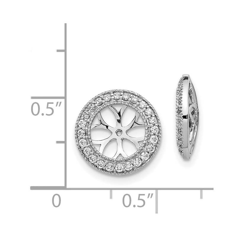 Curata 14k White Gold Diamond Earrings Jackets - 12x12mm Wide