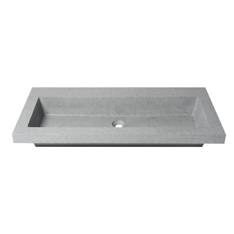 ALFI brand 40" Solid Concrete Gray Matte Trough Sink for the Bathroom