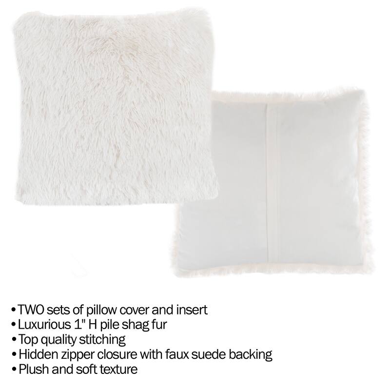Hastings Home Faux Fur Shag Pillows, Set of 2
