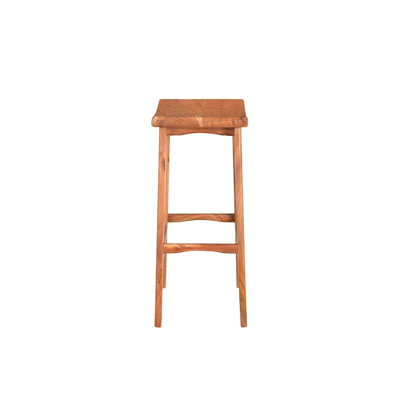 HomeRoots 32" Brown Solid Wood Backless Counter Height Bar Chair