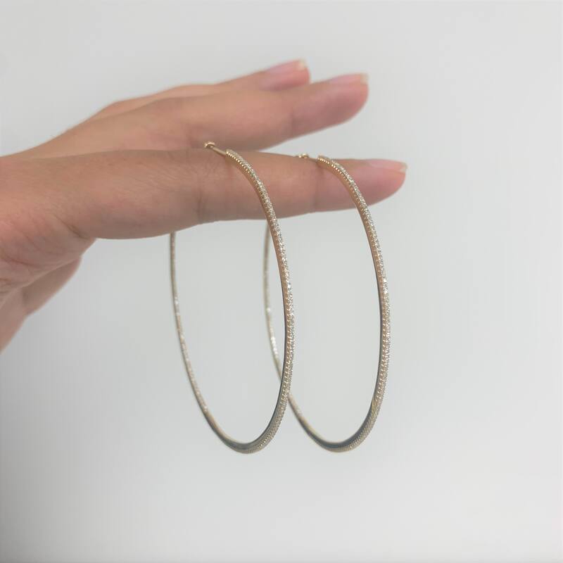 Joelle Collection Inside Out Diamond Round Hoop Earrings 2.5" Inches 14K Gold 3/4ct TDW