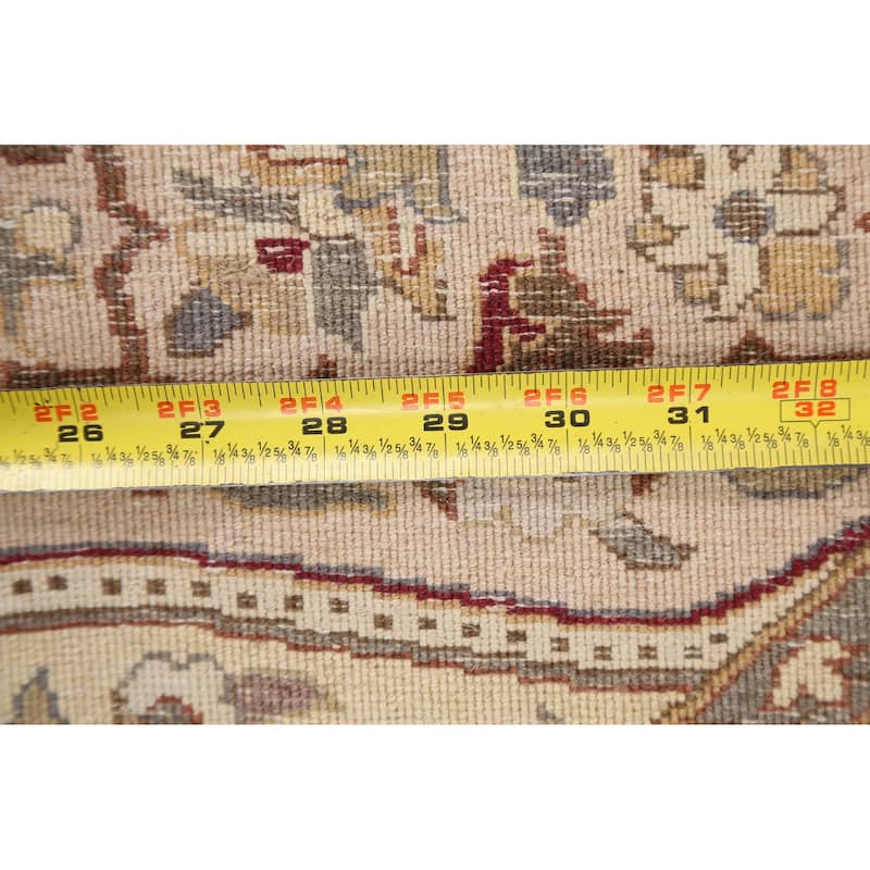 Wool/ Silk Vegetable Dye Floral Qum Oriental Area Rug Handmade Carpet - 10'1" x 10'2" Round