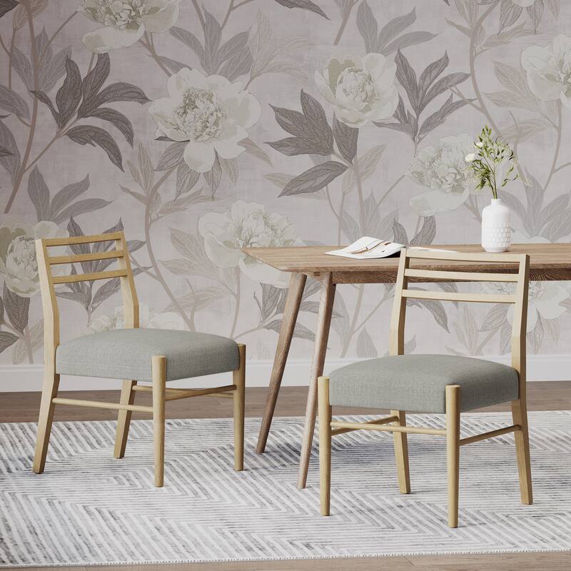 Farmhouse Woodern Frame Upholstered Armless Dining Chair with Lader Back(Set of 2)