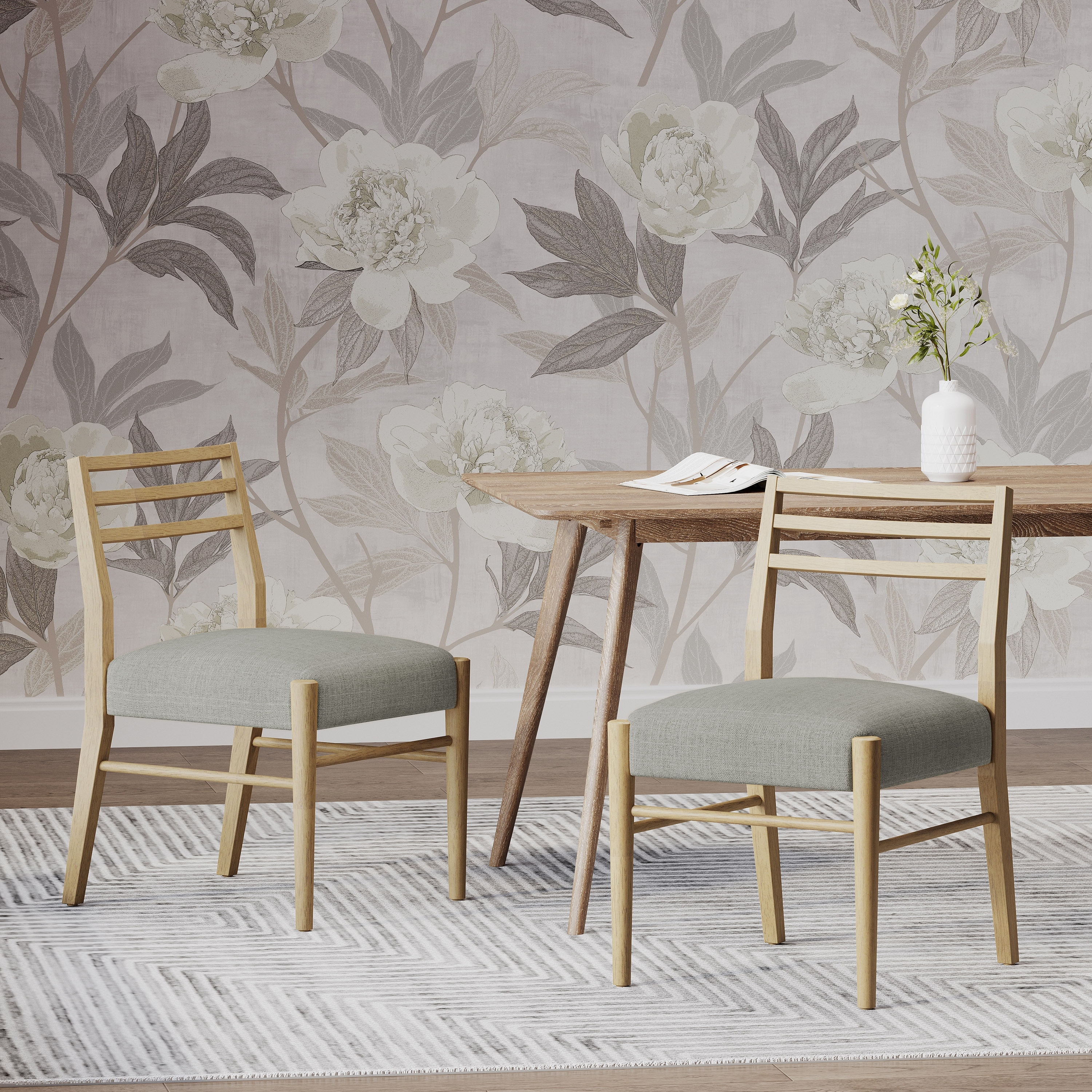 Farmhouse style dining chairs with ladder back，set of two