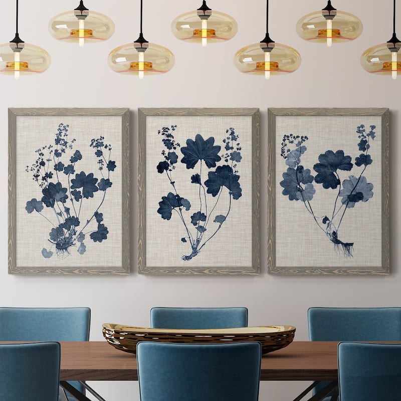Navy & Linen Leaves II-Premium Framed Canvas - Ready to Hang - Multi-Color