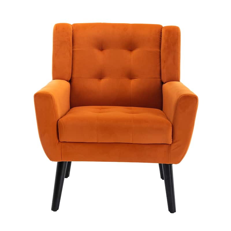 Velvet Upholstered Accent Chair Modern Living Room Lounge Arm Chairs with Ergonomic Backrest Chair