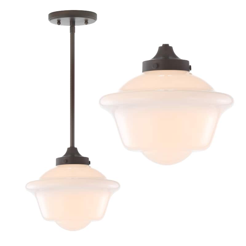 Cleo Adjustable Drop Metal/Glass LED Pendant, by JONATHAN Y
