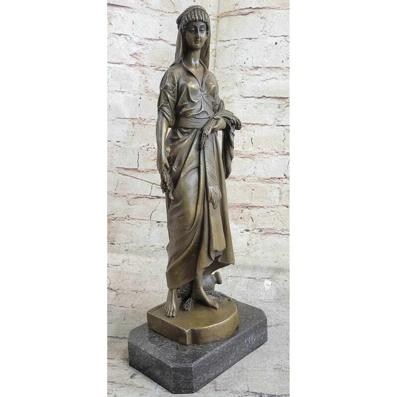 Reproduction Of Greek Goddess Bronze Sculpture Marble Base Statue Art Deco Gift