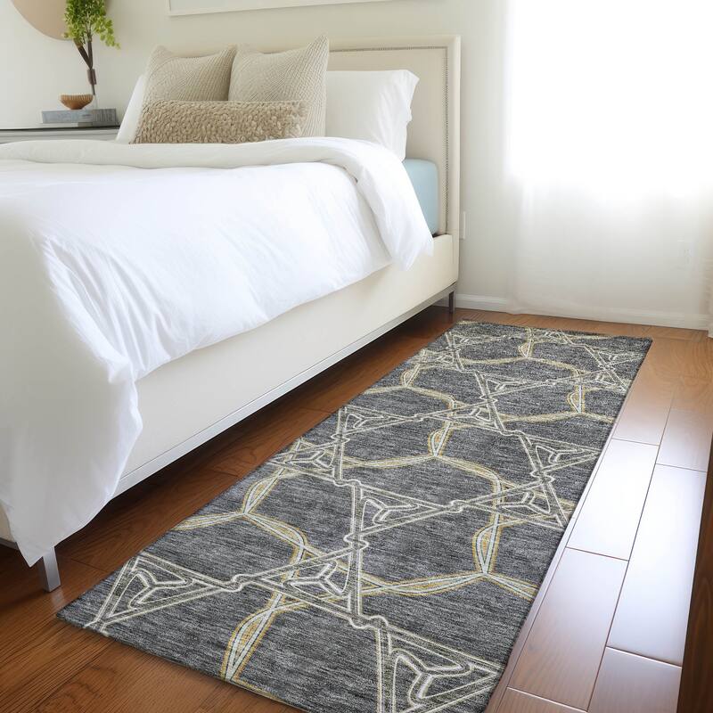 Premium Washable Super Soft Modern Tangle Mayfield Rug - Charcoal - 2'3" x 7'6"