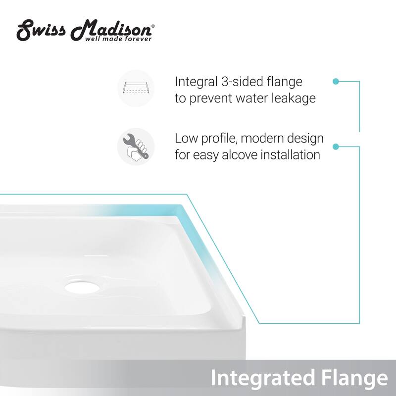 Voltaire 32 x 32 Acrylic White, Single-Threshold, Center Drain, Neo-angle Shower Base