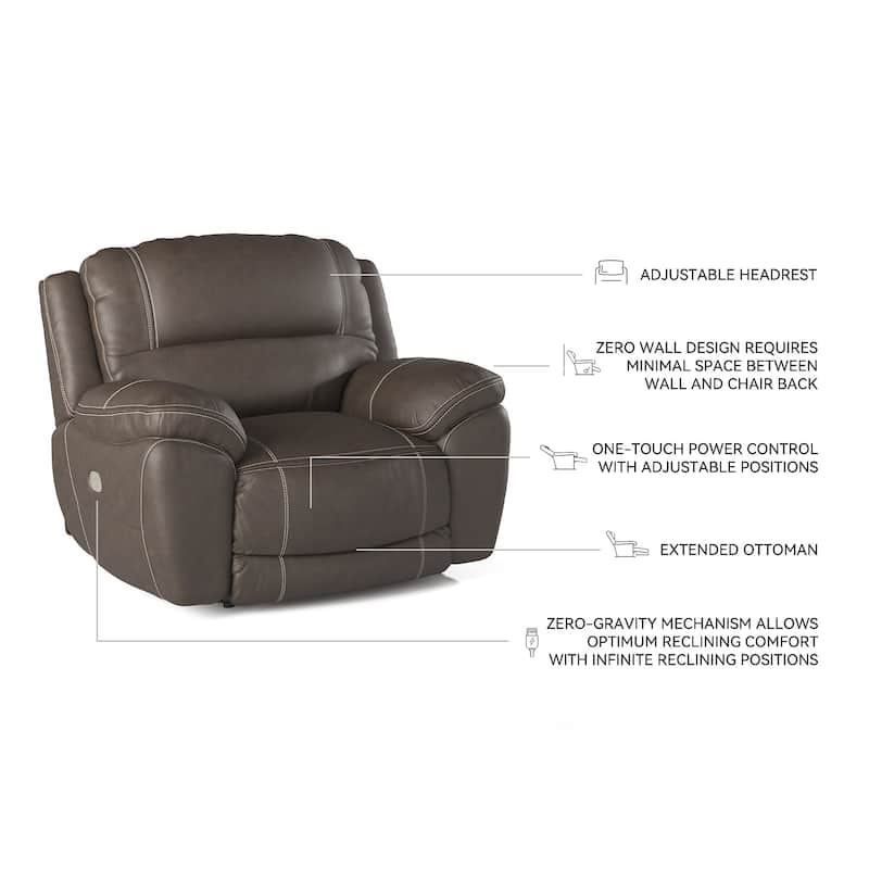 Signature Design by Ashley Dunleith Brown Leather Power Zero Wall Recliner
