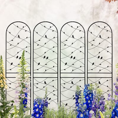4 Pack Metal Garden Trellis 86.7" x 19.7" Rustproof Trellis for Climbing Plants Outdoor Flower Support Bird Deco