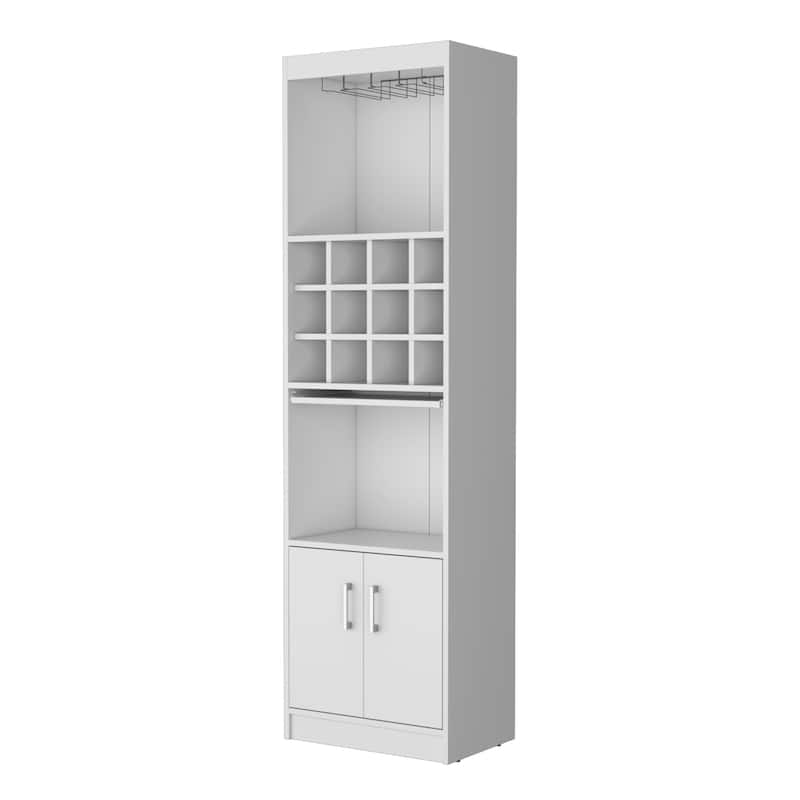 HomeRoots 71" White Wood Bar Cabinet With Two Doors