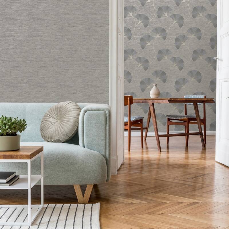 Fine Decor Miya Grey Ginkgo Wallpaper
