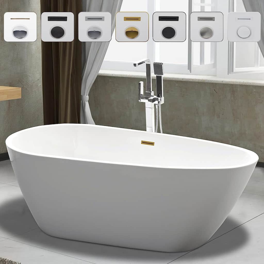 Vanity Art 59" Acrylic Freestanding Soaking Bathtub