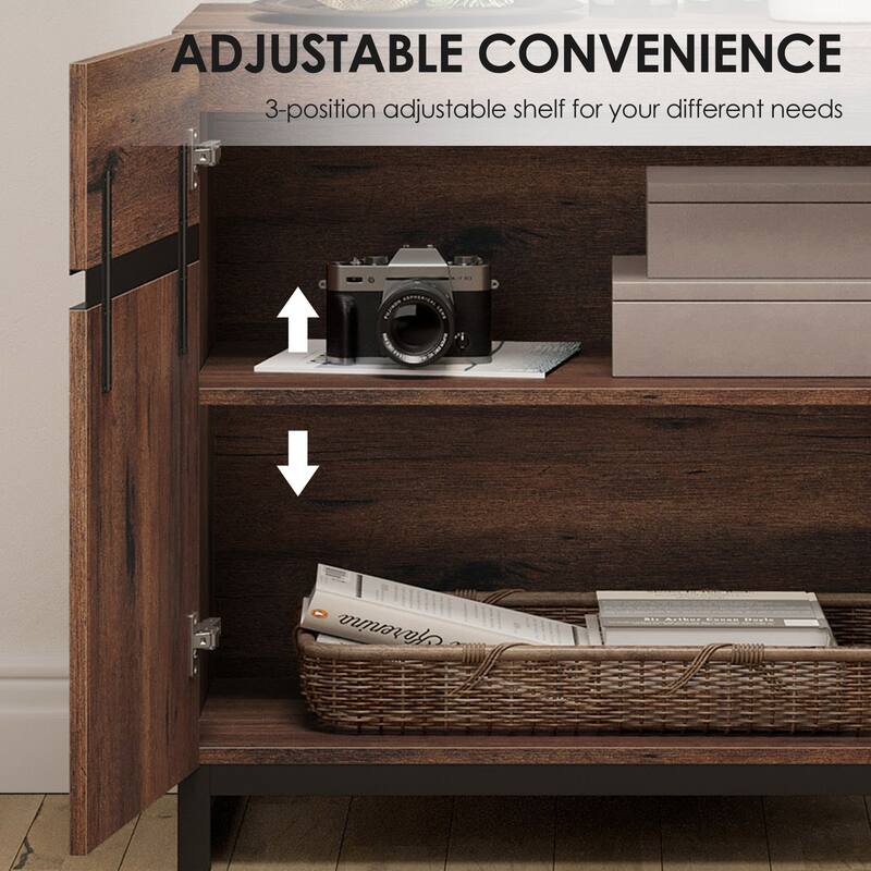 Modern TV Stand for TVs up to 100 inch, 3 in 1 TV Console with Adjustable Shelf and 6 Drawers, Media Console