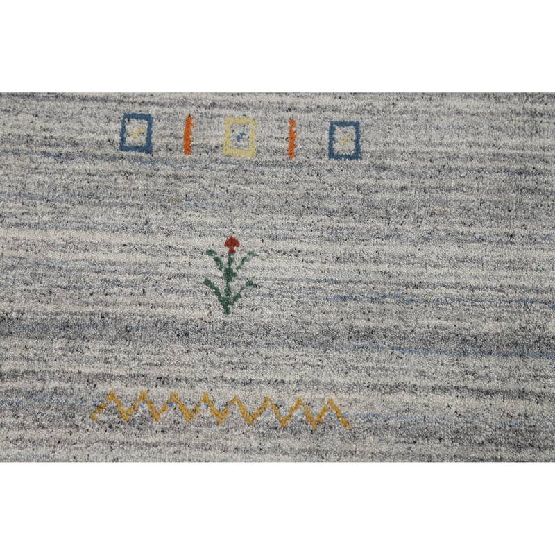 Hand Knotted Oriental 100% Wool Carpet Tribal Tribal Greys & Charcoal Gabbeh Area Rug - 9' 9'' X 8' 1''