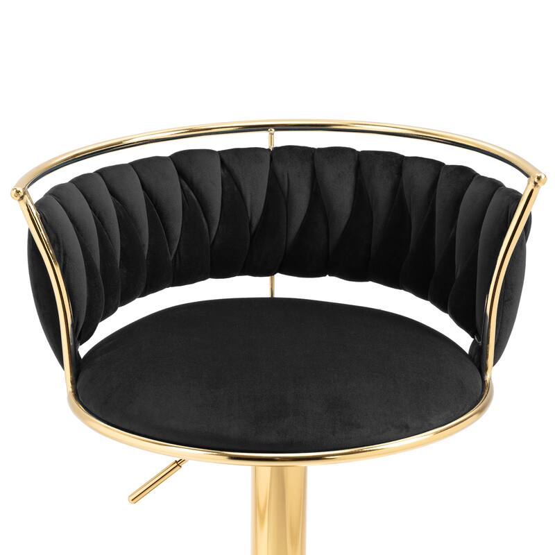 Set of 2 Velvet Adjustable Swivel Bar Stools
