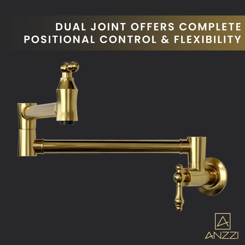 Marca 360-Degree 24" Wall Mounted Pot Filler with Dual Swivel in Brushed Gold