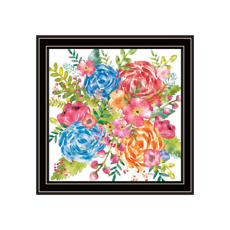 TrendyDecor4U Contemporary "Spring Floral I" Framed Print Wall Art - Multi