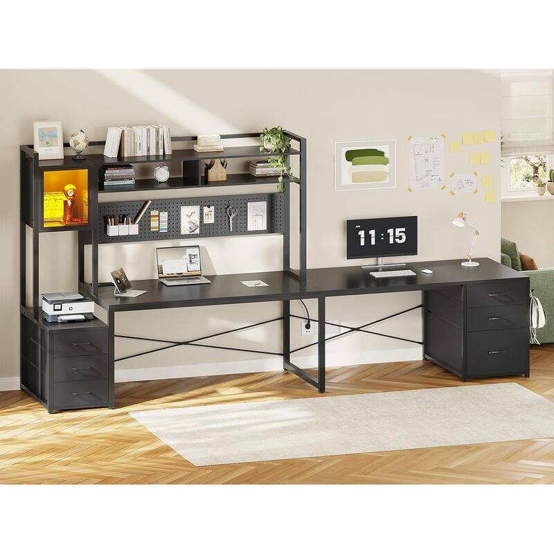 L Shaped Gaming Desk 6 Drawers Reversible Computer Corner Desk