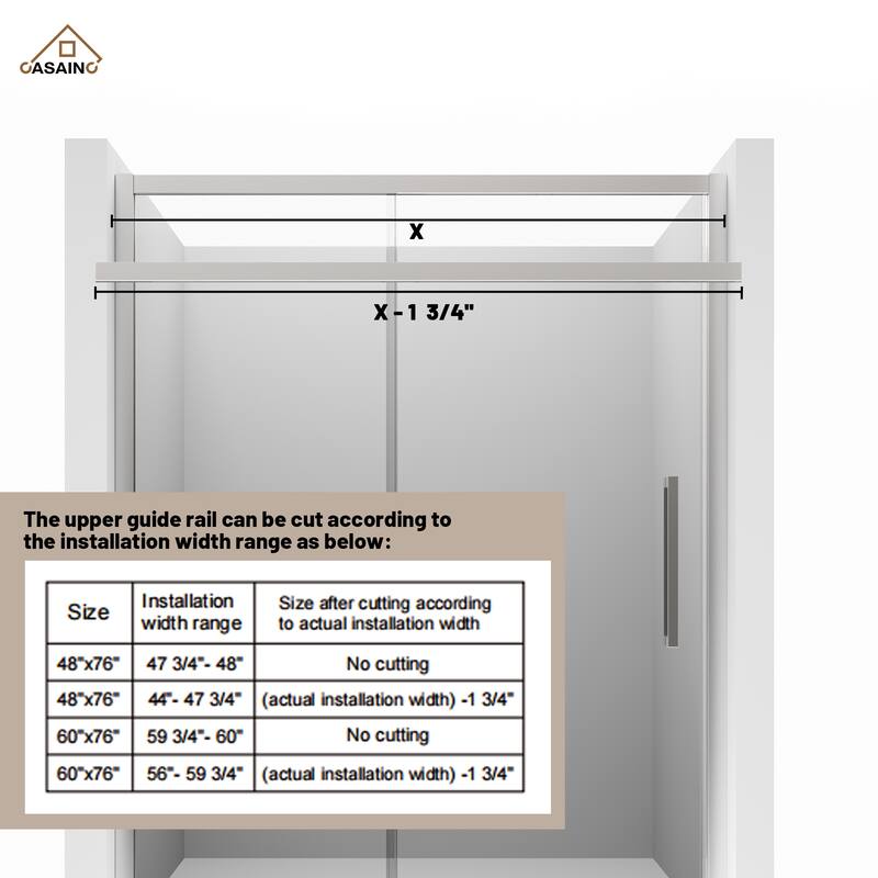 CASAINC 60 in. W x 76 in. H Sliding Framed Shower Door with SGCC Certification
