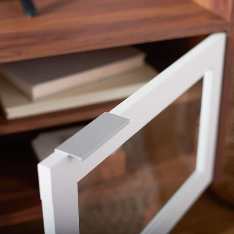 SAFAVIEH Breann Walnut 55-inch Storage Media TV Stand - 55.1" W x 15.7" L x 22.7" H - 55Wx16Dx23H - Walnut/White