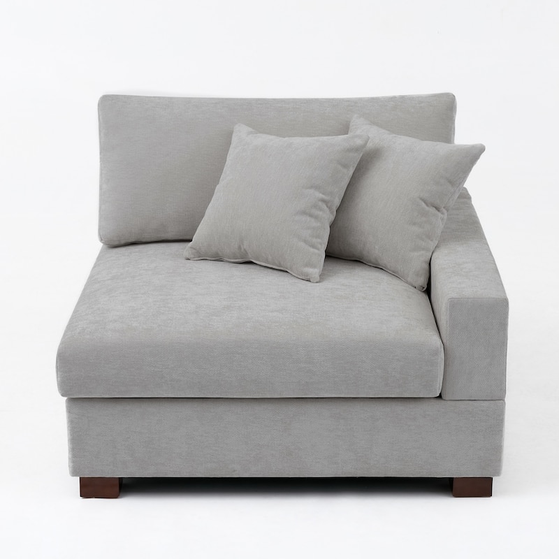 41" W Modern Chenille Corner Arm Accent Chair Sectional Module with Pillows