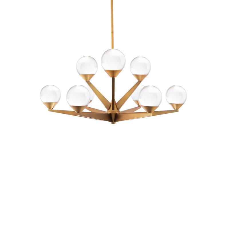 Double Bubble 27in LED 9 Light Chandelier 3000K - Aged Brass