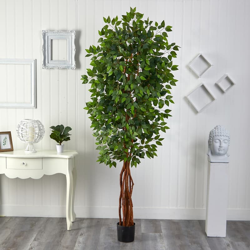 Artificial Antique Accents Tree - 7.5Ft Deluxe Indoor Outdoor Decor - 1386 Lush Green Leaves - 7.5ft.